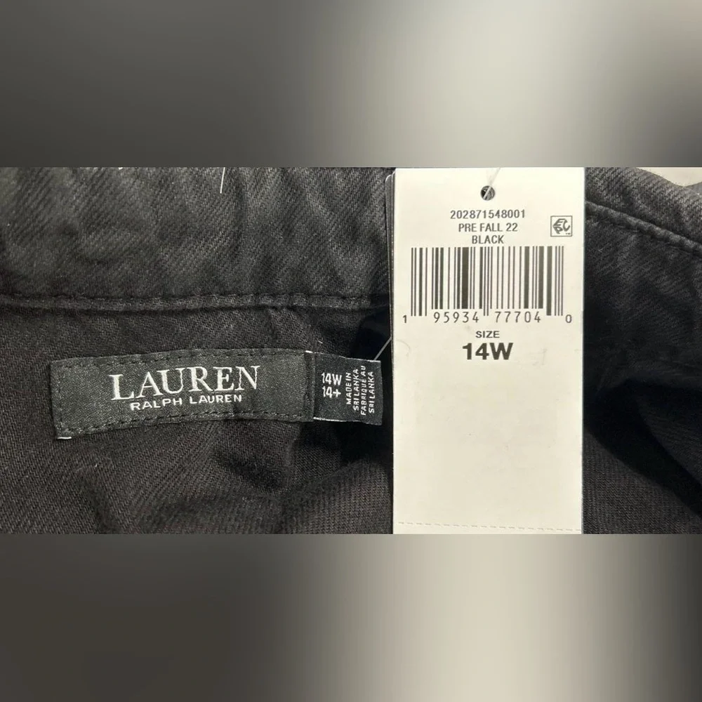 NWT Ralph Lauren Plus Size Black Onyx Belted Coated Denim Trucker Jacket Sz 14W - Picture 9 of 11